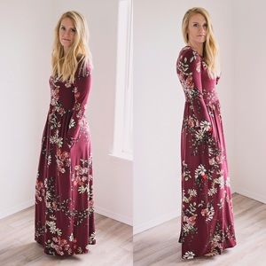 Burgundy Floral Maxi Dress